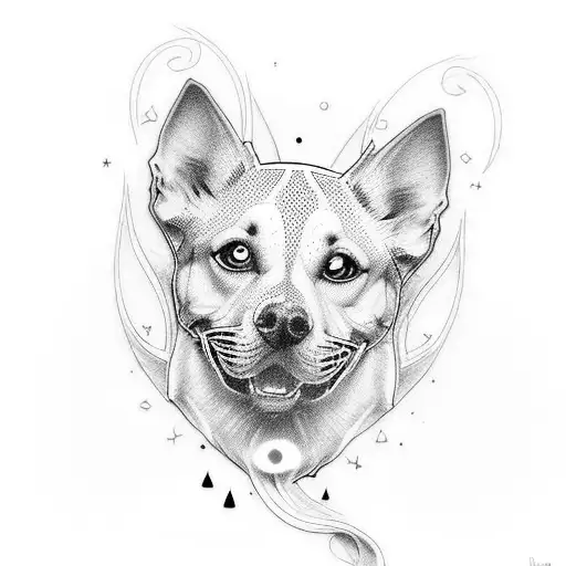 Quiero un tatuaje para hombre, con el nombre "lucky" de mi perro fallecido tattoo design idea