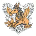 RISING PHOENIX DOPAMINE CAPIVARA LGBT GIRL RIDING A tattoo design idea