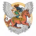 RISING PHOENIX DOPAMINE CAPIVARA LGBT GIRL RIDING A tattoo design idea