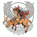 RISING PHOENIX DOPAMINE CAPIVARA LGBT GIRL RIDING A tattoo design idea