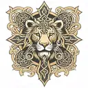 Celtic cross, lion  tattoo design idea