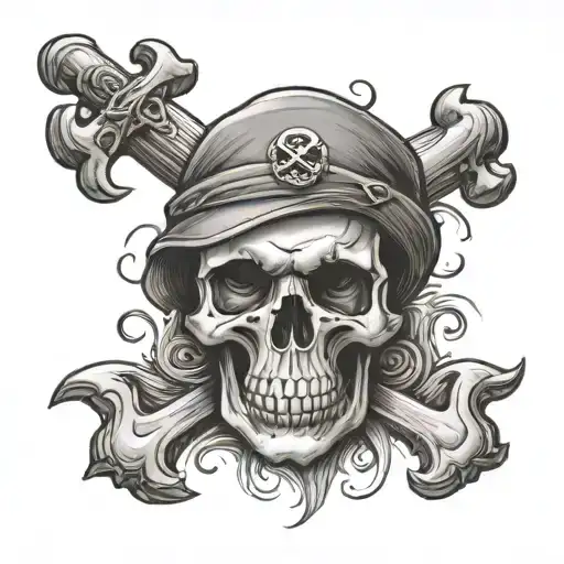 skull and crossbones tattoo design idea