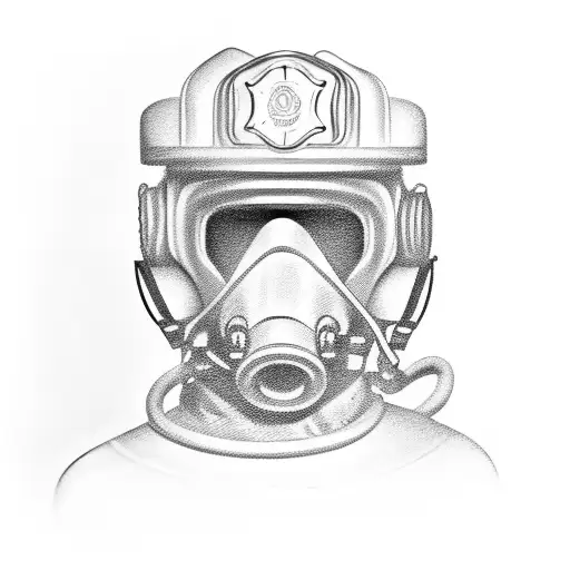 Firefighter's helmet with a coffee mug as the visor tattoo design idea