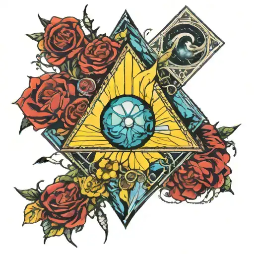 in a diamond shape, doctor who, avengers, van gogh, the sun tattoo design idea