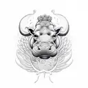 hippopotamus with wings tattoo design idea