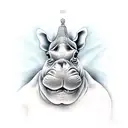 hippopotamus with wings tattoo design idea