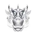 hippopotamus with wings tattoo design idea