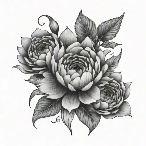 Ranunculus and Water lilies tattoo design idea