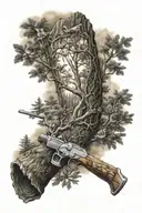 hunting logging outdoors arm sleeve tattoo design idea