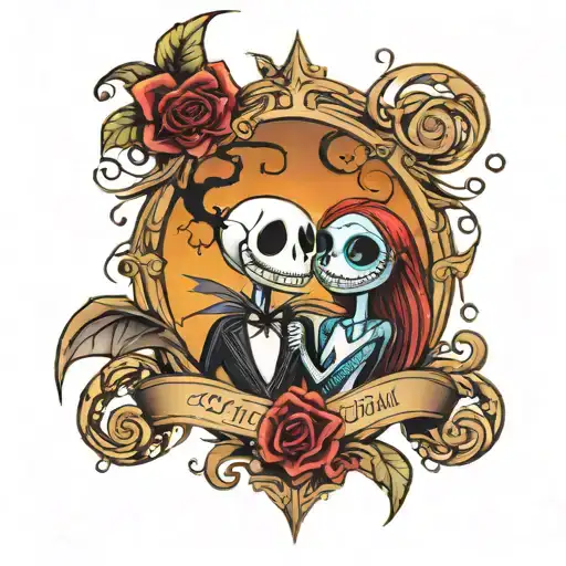 The Nightmare Before Christmas jack and sally tattoo design idea