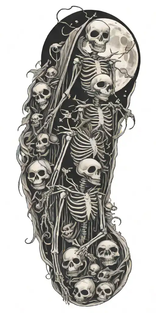 nightmare before Christmas with many skellets brutal tattoo tattoo design idea