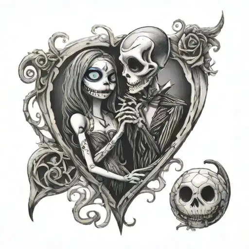 The Nightmare Before Christmas jack and sally tattoo design idea