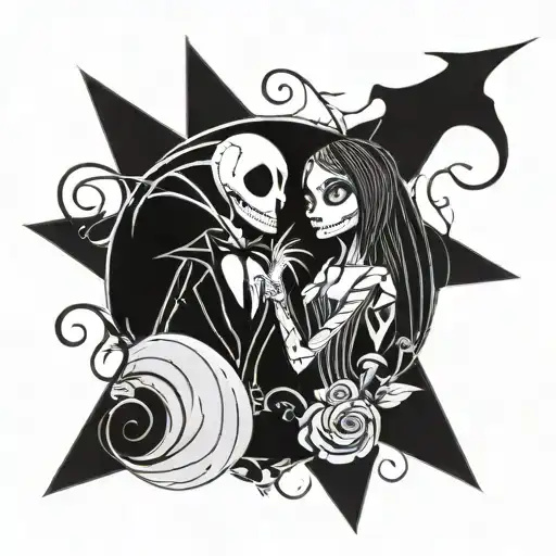 The Nightmare Before Christmas jack and sally tattoo design idea