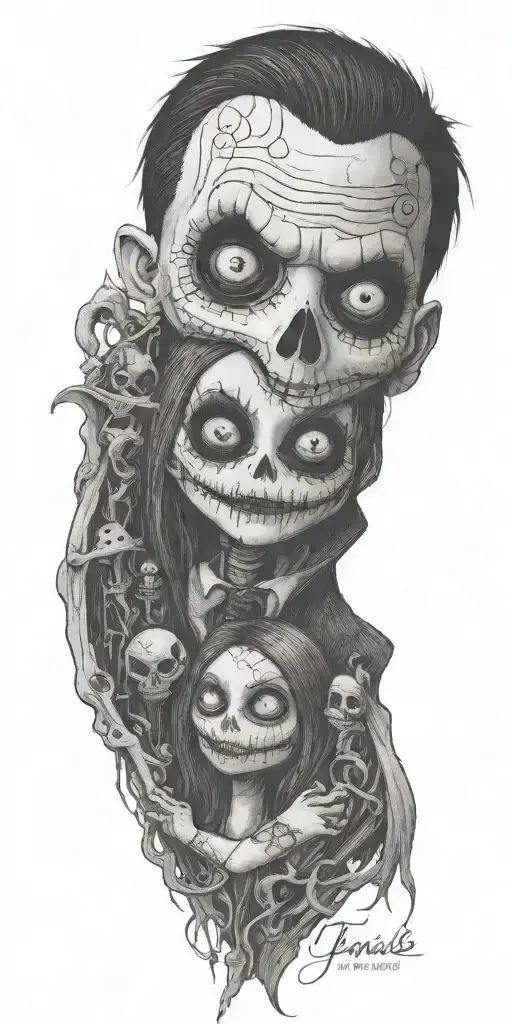 jack and sally from the nightmare tattoo design idea