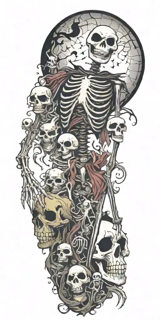 nightmare before Christmas with many skellets brutal tattoo tattoo design idea