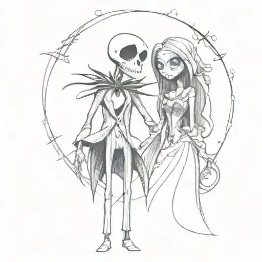 The Nightmare Before Christmas jack and sally tattoo design idea