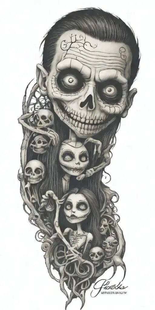 jack and sally from the nightmare tattoo design idea