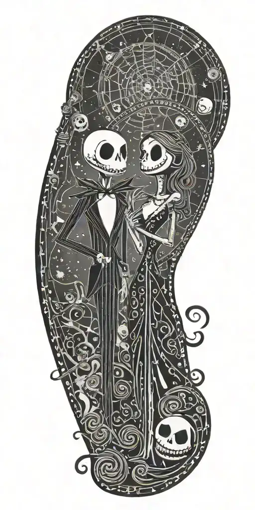 nightmare before Christmas small history of jack and sally tattoo design idea
