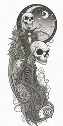 nightmare before Christmas with skellets tattoo design idea