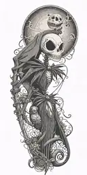 nightmare before Christmas with skellets tattoo design idea