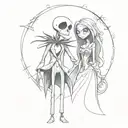 The Nightmare Before Christmas jack and sally tattoo design idea