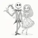 The Nightmare Before Christmas jack and sally tattoo design idea