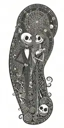 nightmare before Christmas small history of jack and sally tattoo design idea