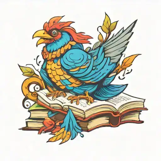 An imaginative new-school design of a bookworm transforming into a colorful bird, symbolizing the transformation that comes from reading tattoo design idea