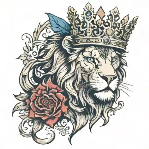 Ukrainian Scottish lion with a crown tattoo design idea