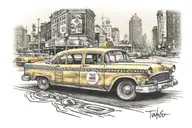 taxi cab driving towards tattoo design idea