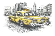 taxi cab driving towards tattoo design idea