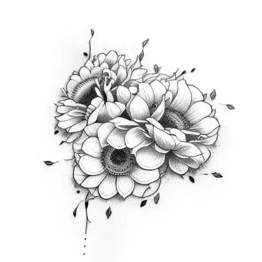 november,june,september birth flowers tattoo design idea