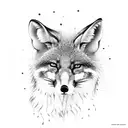the phrase "secundum naturam vivere" under a tree with a dead fox lying in the shade of the tree tattoo design idea