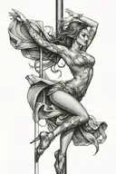 pole dancer gracefully dancing tattoo design idea