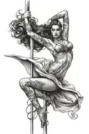 pole dancer gracefully dancing tattoo design idea