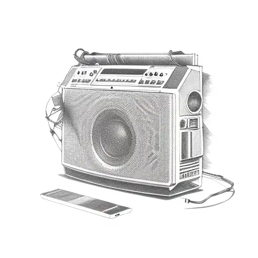 broken boombox tattoo design idea
