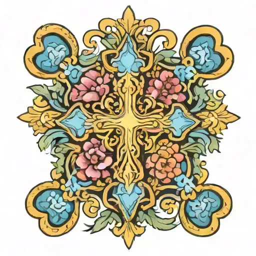 orthodox cross in an embroidery pattern tattoo design idea