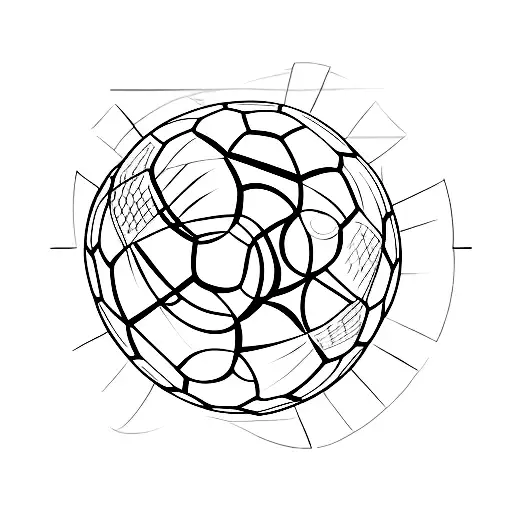 A minimalist tattoo of a soccer ball with a cocktail glass incorporated into the design. tattoo design idea