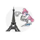 tattoo of a motorcycle with the Eiffel Tower in the background. tattoo design idea