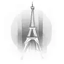A minimalist tattoo of a motorcycle with the Eiffel Tower in the background. tattoo design idea
