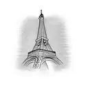 A minimalist tattoo of a motorcycle with the Eiffel Tower in the background. tattoo design idea