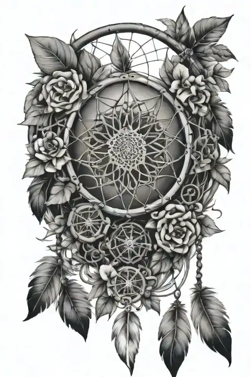 nature dream catcher entangled tattoo design idea