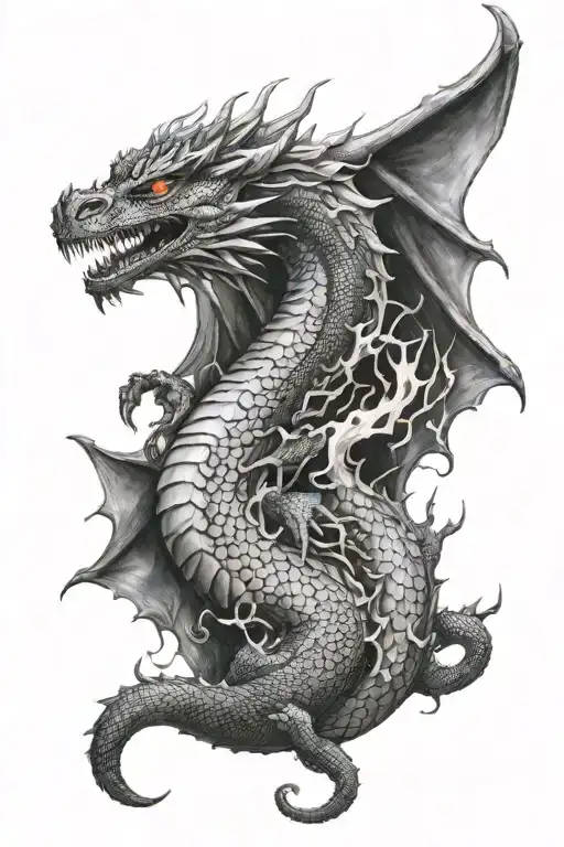 dragon breathing fire tattoo design idea