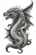 dragon breathing fire tattoo design idea