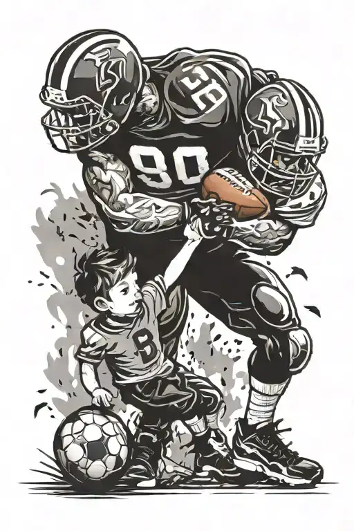 father gives football to son tattoo tattoo design idea