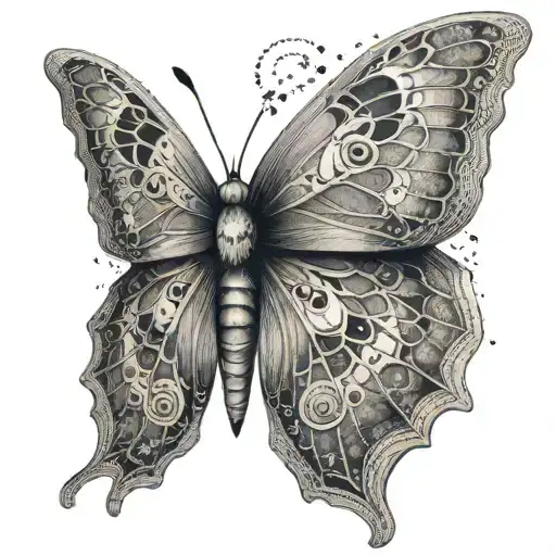 A lunar moth with intricate patterns on its wings tattoo design idea