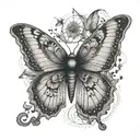 A lunar moth with intricate patterns on its wings tattoo design idea