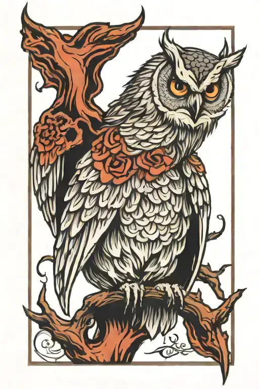 The Evil Owl holding a butchers tattoo design idea
