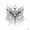 buho con geometria sagrada tattoo design idea