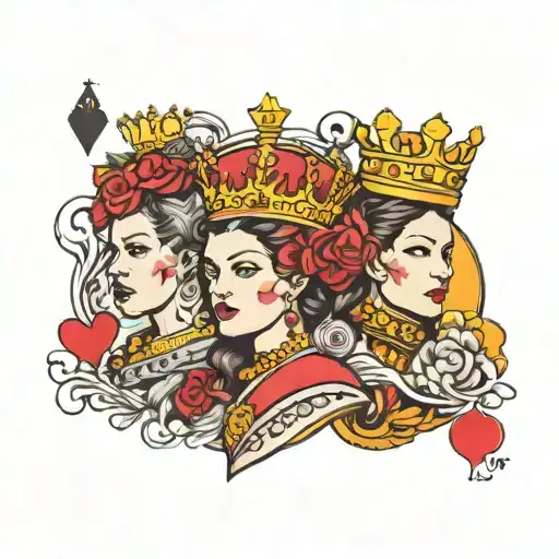 queen, 8,8,10 and king card  tattoo design idea